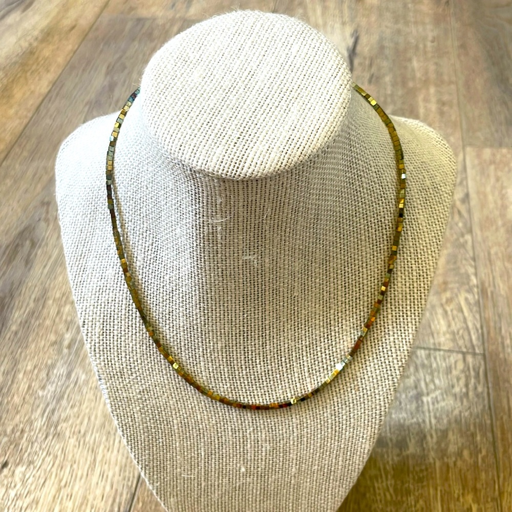 Small cubed hematite necklace in 16.5”